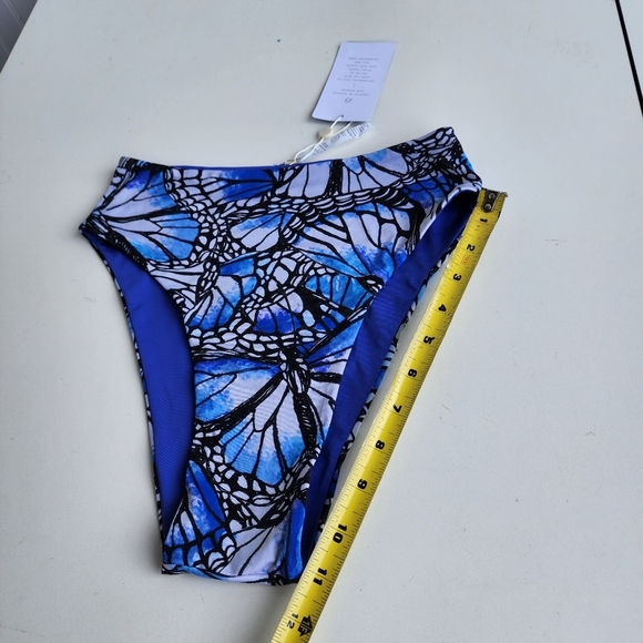NWT Toluca Swim 2 Pc Angelica Blue Butterfly Bikini Top Bottoms High Waist Sz S - Picture 12 of 16